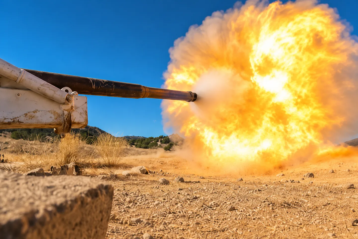 Howitzer test fire on the range