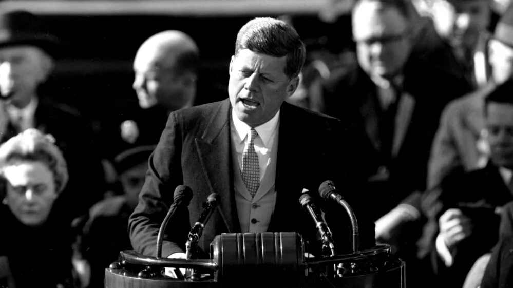 John F. Kennedy delivering "Inaugural Address"