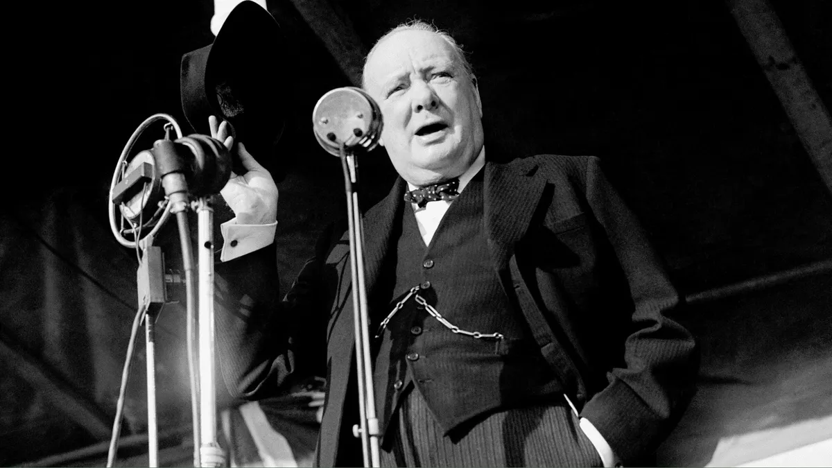 Winston Churchill delivering "Blood, Toil, Tears, and Sweat"
